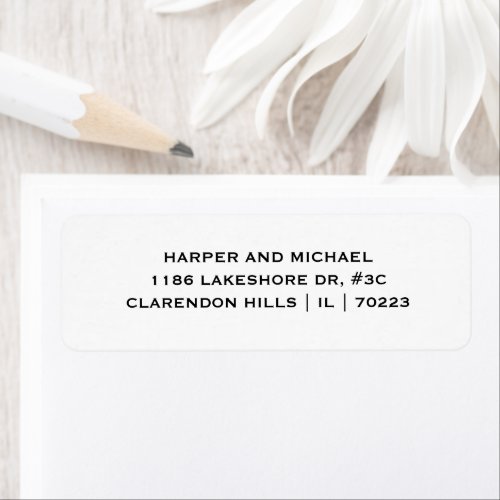 Wedding Black White Text Based Return Address Label