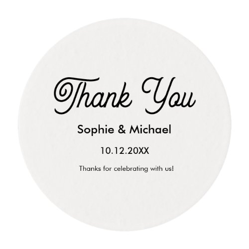 Wedding Black White Thank You   Edible Frosting Rounds