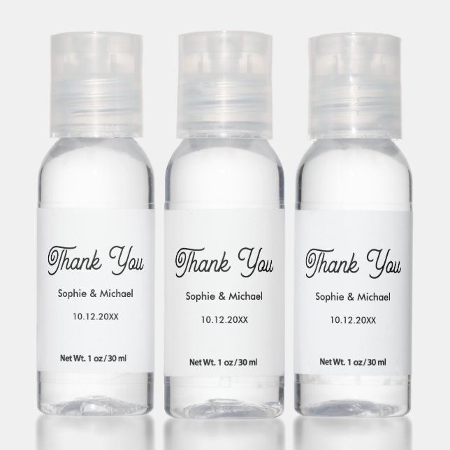 Wedding Black White Thank You Hand Sanitizer (Set)