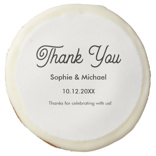 Wedding Black White Thank You Sugar Cookie