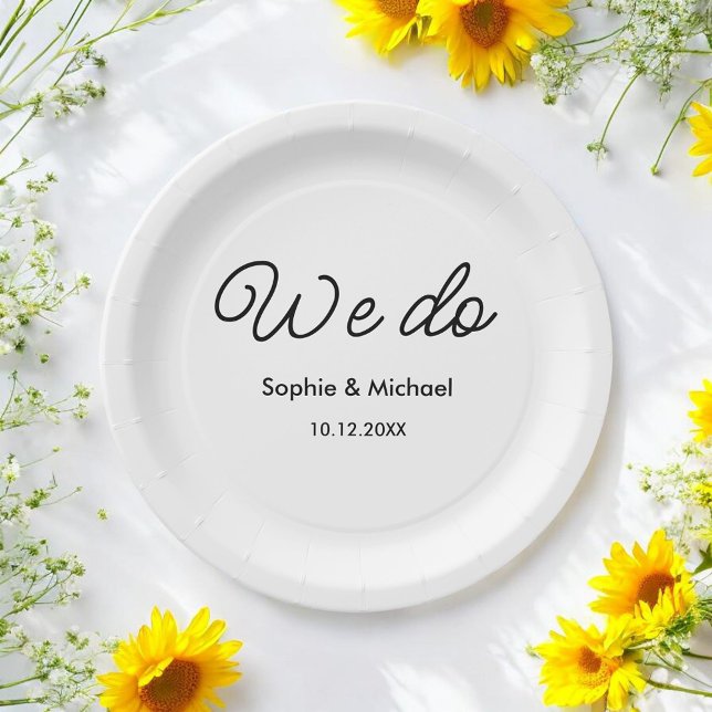 Wedding Black White We Do Script   Paper Plates (Creator Uploaded)