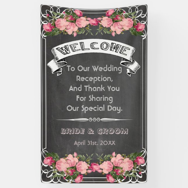 wedding blackboard banner,chalkboard wedding sign (Vertical)