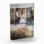 Wedding BLESSED Watercolor Photo Block<br><div class="desc">This charming photo block features the word BLESSED in a lovely gold script along with any other information you want to include bordered by a beautiful watercolor print. Create a keepsake to give as gifts or for yourself.</div>