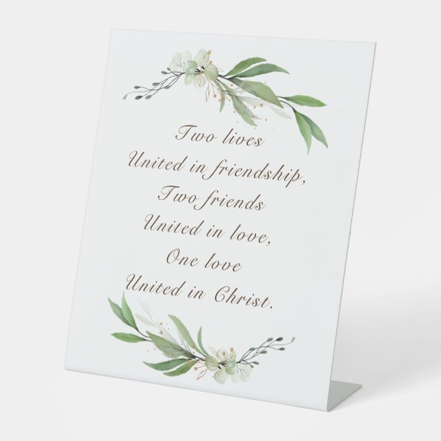 Wedding Blessing One love United in Christ Pedestal Sign (Front)