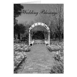 Wedding Blessings Black and White Garden with Arch Cards