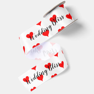 Wedding Bliss Scattered Red Hearts Satin Ribbon