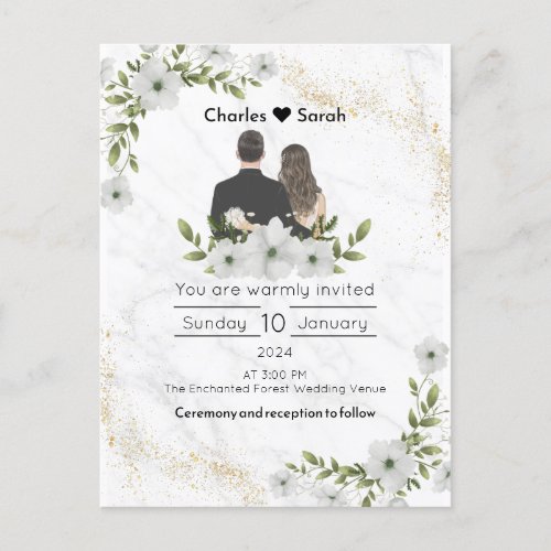 Wedding Blooms Invitation A Floral Fairytale Invitation Postcard