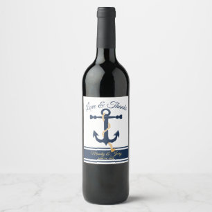 Wedding blue anchor personalized wine label