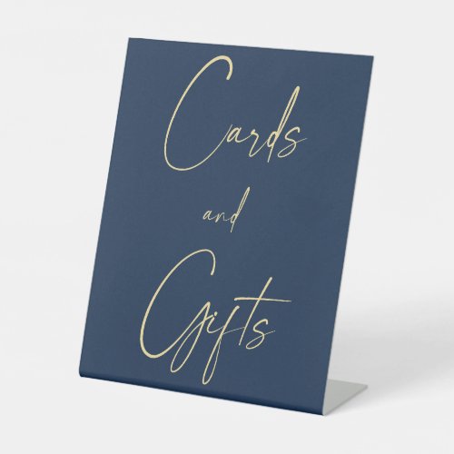 Wedding Blue and Gold Cards  Gifts Pedestal Sign