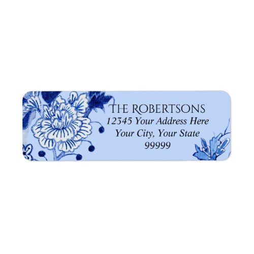 Wedding Blue Chinoiserie Floral  Return Address Label
