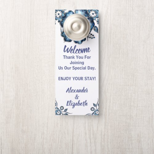  Wedding Blue Flower Welcome and Do not Disturb Door Hanger