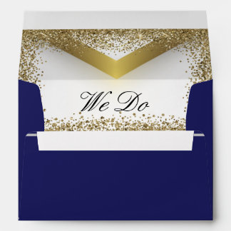 Wedding Blue gold glitter envelope