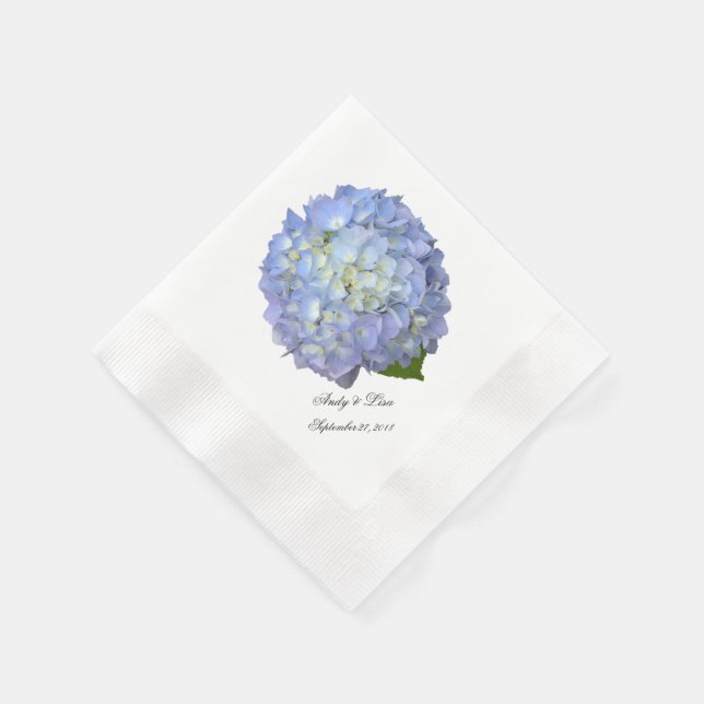 Wedding Blue Hydrangea Custom Paper Napkins (Corner)