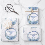 Wedding Blue Hydrangeas Personalize Names Damask 3 Wrapping Paper Sheets<br><div class="desc">Wedding Blue Hydrangeas Personalize Names Damask 3 Wrapping Paper Sheets</div>