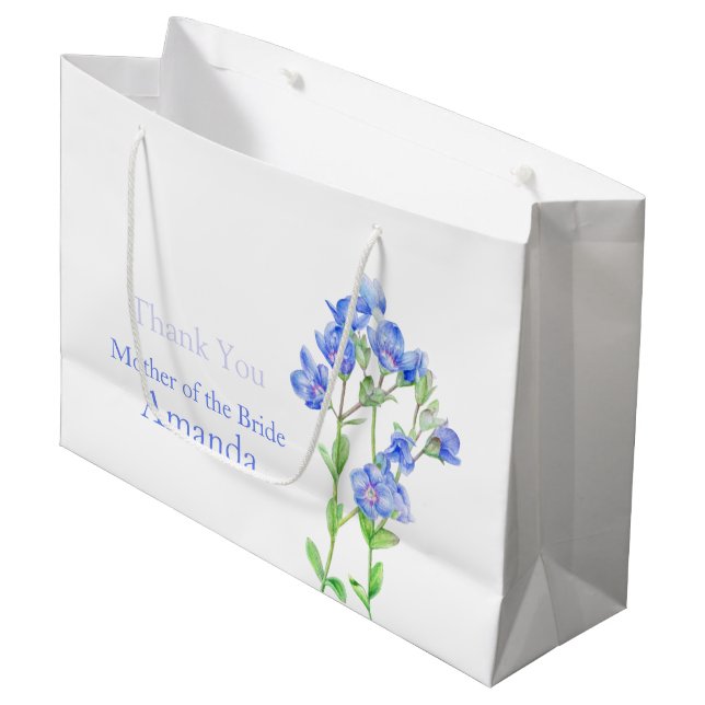 Wedding blue mother of the bride favor gift bag (Front Angled)
