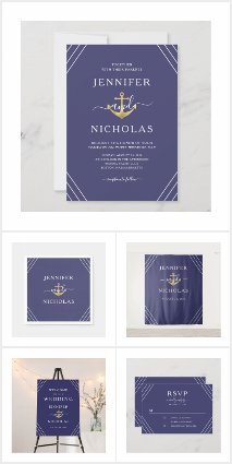 WEDDING / Blue Nautical Anchor Invitation Suite