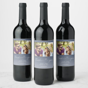 Wedding Blue Photo Thank You Favor Wine Label