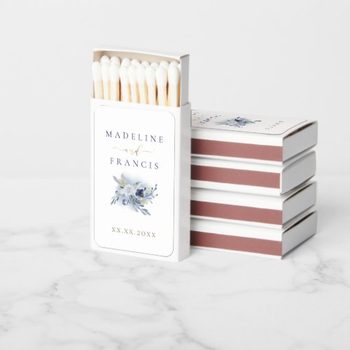 wedding blue roses matchboxes