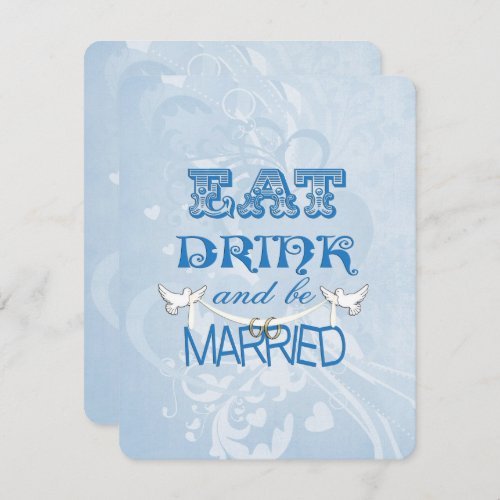 Wedding Blue with doves Invitation