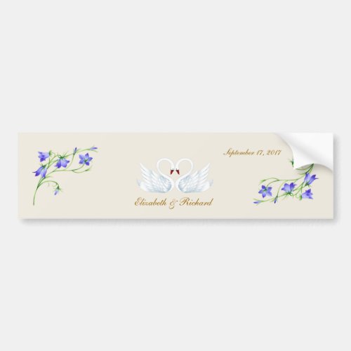 Wedding Bluebells and swans Bumper Sticker