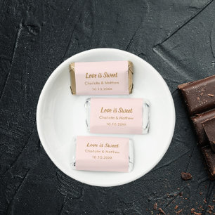 Wedding blush gold names Love is Sweet Hershey's Miniatures