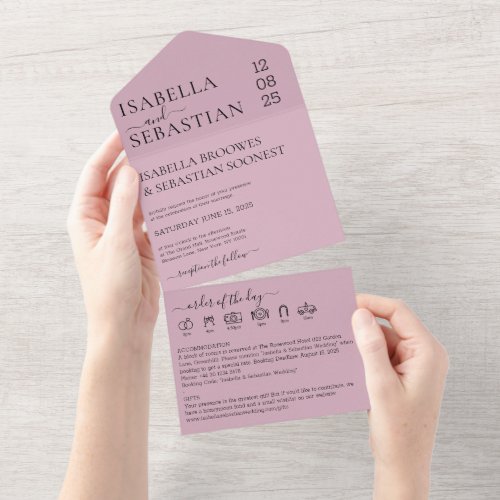 Wedding Blush Pink All in one invite save the date