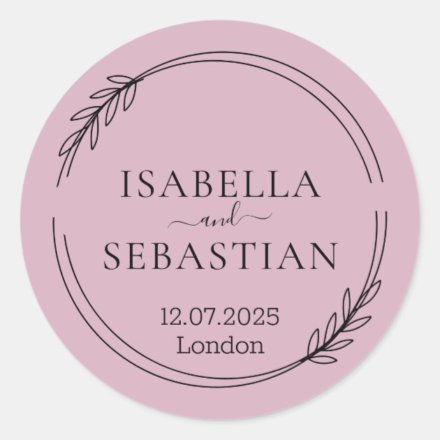 Wedding Blush Pink Color Classic Round Sticker