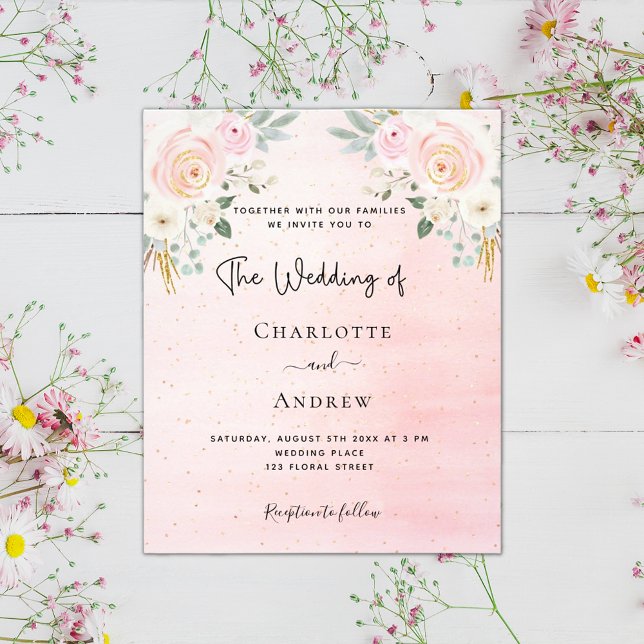 Wedding blush pink floral social media budget flyer (Creator Uploaded)