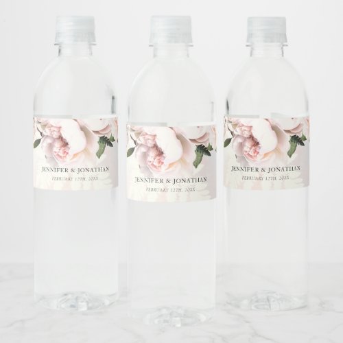 Wedding Blush Pink Floral  Water Bottle Label