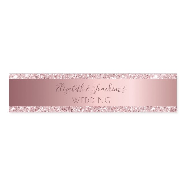 Wedding blush pink glitter monogram elegant napkin bands (Unfolded)
