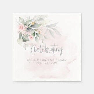 Wedding | Blush Pink Roses and Pale Eucalyptus Napkins