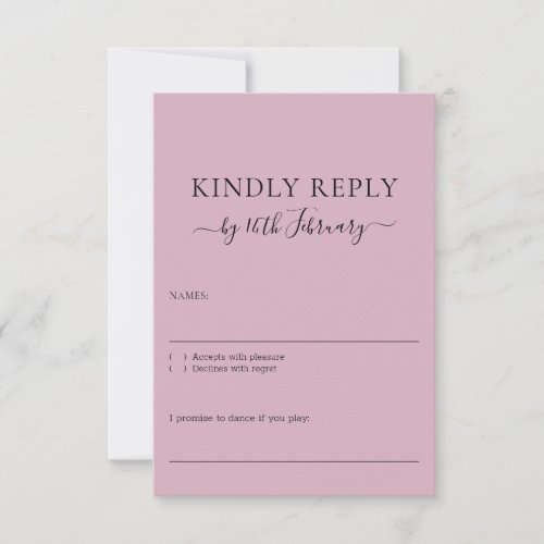 Wedding Blush Pink Signature Kindly Reply