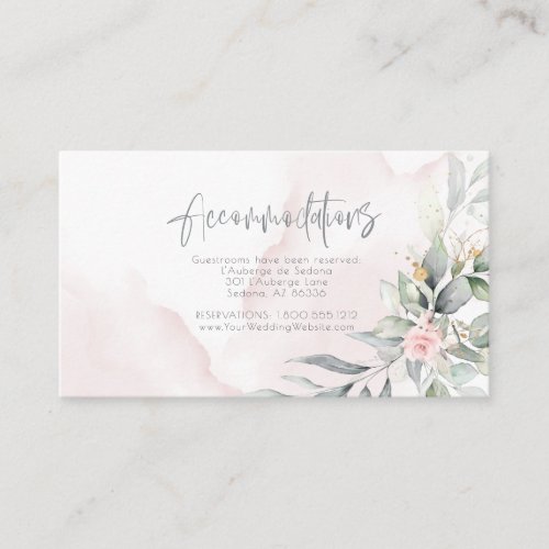 Wedding  Blush Pink Watercolor Floral and Foliage Enclosure Card