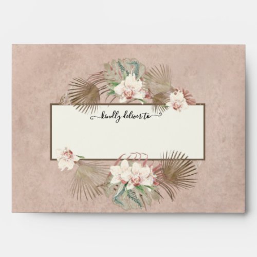 Wedding Blush Pink White Floral Tropical Orchids Envelope