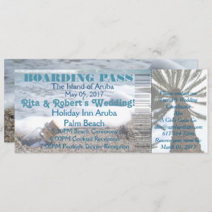 Wedding Boarding Pass Ticket-Message in a Bottle Invitation
