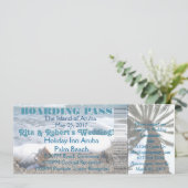 Wedding Boarding Pass Ticket-Message in a Bottle Invitation (Standing Front)