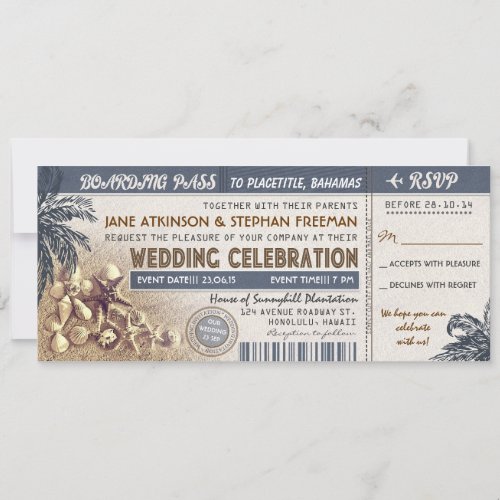wedding boarding pass tickets custom announcements