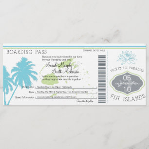 Wedding Boarding Pass to Fiji Islands Invitation