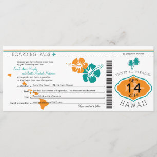 Wedding Boarding Pass to Hawaii Invitation