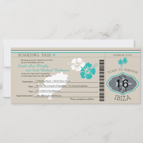 Wedding Boarding Pass to IBIZA Invitation