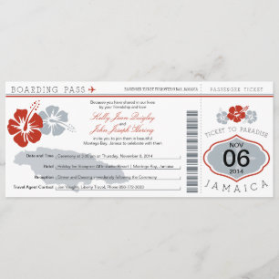 Wedding Boarding Pass to Jamaica Invitation