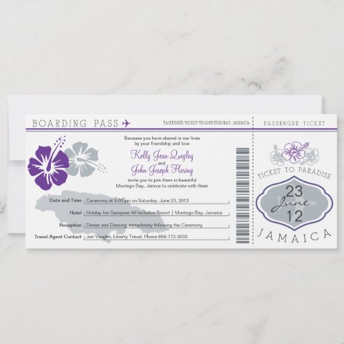 Wedding Boarding Pass to Jamaica Invitation