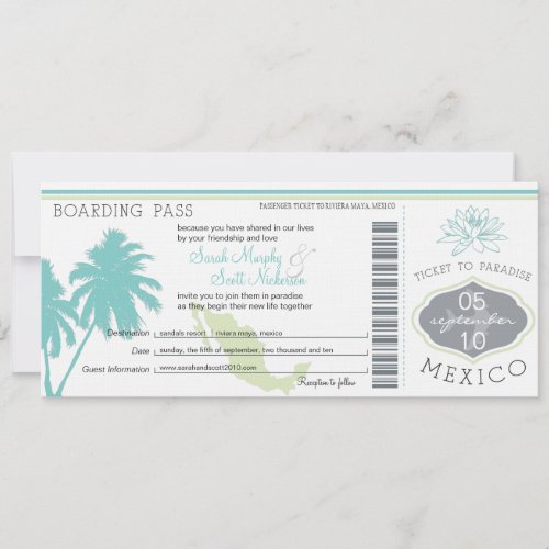 Wedding Boarding Pass to Mexico Invite