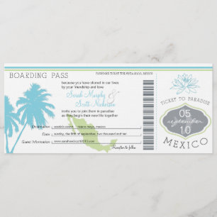 Wedding Boarding Pass to Mexico Invitation