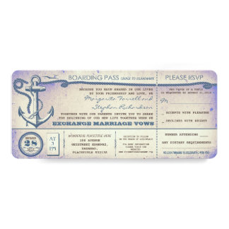 wedding boarding pass-vintage tickets with RSVP Card