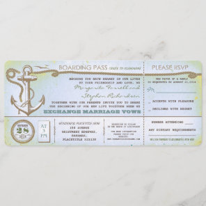 wedding boarding pass-vintage tickets with RSVP Invitation