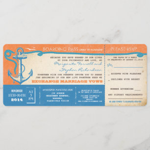 wedding boarding pass-vintage tickets with RSVP Invitation