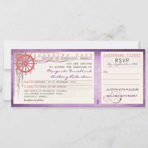 wedding boarding pass_vintage tickets with RSVP Invitation