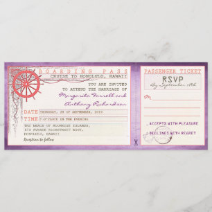 wedding boarding pass-vintage tickets with RSVP Invitation