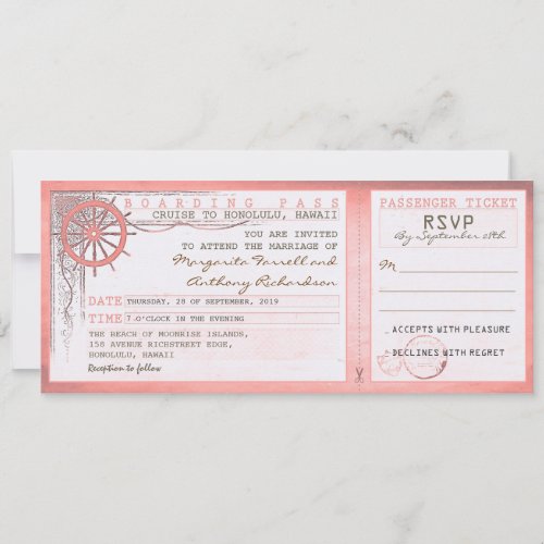 wedding boarding pass_vintage tickets with RSVP Invitation